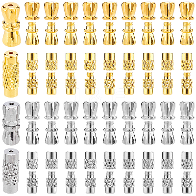 120 Sets 4 Style Column Brass Screw Clasps KK-SC0002-17-1