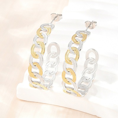 304 Stainless Steel Oval Stud Earrings for Women SA-CBA45D5-31GP-1