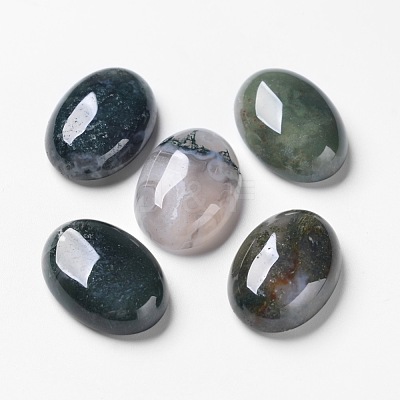 Natural Moss Agate Cabochons X-G-F296-09-18x25mm-1