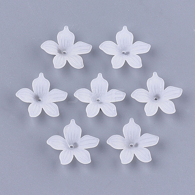 5-Petal Transparent Acrylic Bead Caps FACR-T001-08-1