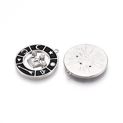 Brass Micro Pave Cubic Zirconia Enamel Pendants ZIRC-T016-18P-1
