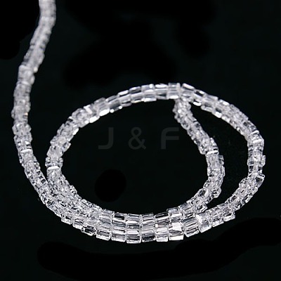Transparent Cube Shaped Crystal Glass Beads Strands X-GLAA-F012-A03-1