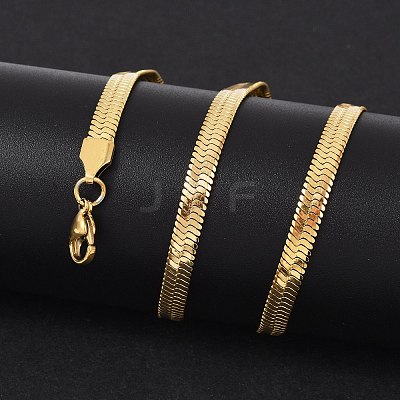 Ion Plating(IP) 201 Stainless Steel Herringbone Chain Necklaces NJEW-M187-06G-1