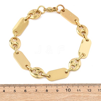 304 Stainless Steel Oval & Pig Nose Shape Link Bracelets for Women BJEW-F527-04G-1