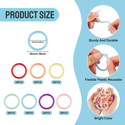 140Pcs 7 Colors Plastic Twisted Loose Leaf Book Binder Hinged Rings FIND-TA0008-27-1