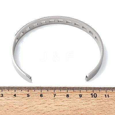 304 Stainless Steel Cutout Cuff Bangles for Women BJEW-H644-11P-1