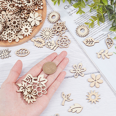 3 Bags 3 Style Laser Cut Wood Shapes WOOD-GF0001-53-1