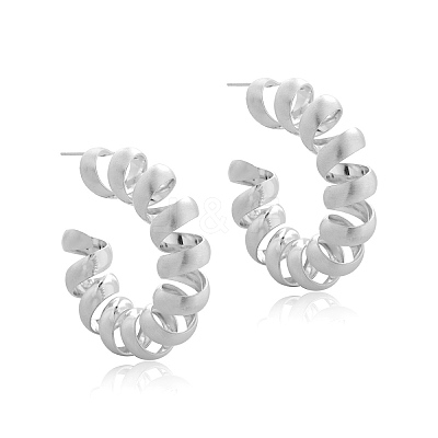 Brass Spiral Laid Stud Earrings for Women LS-EJEW-A121-21S-1