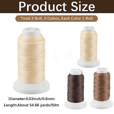 3 Rolls 3 3 Colors Flat Waxed Polyester Cord OCOR-CL0001-12A-1