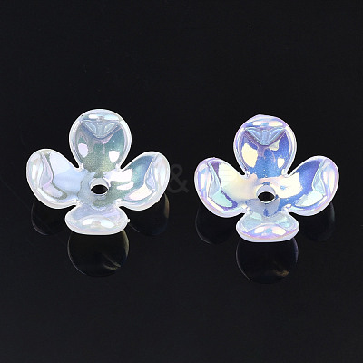4-Petal Electroplate Acrylic Bead Caps X-PACR-T014-04-1