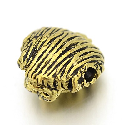 Tibetan Style Alloy Lion Head Beads TIBEB-E073-01AG-1