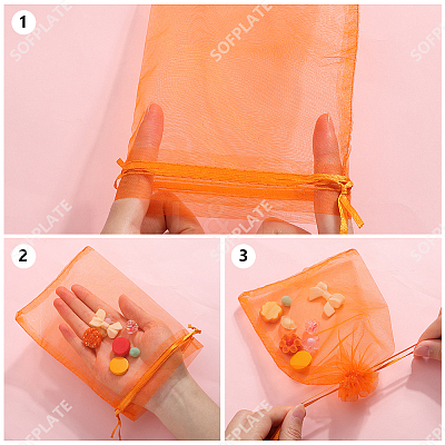 100Pcs 10 Colors Organza Bags Jewellery Storage Pouches Wedding Favour Party Mesh Drawstring Gift OP-SP0001-02-1