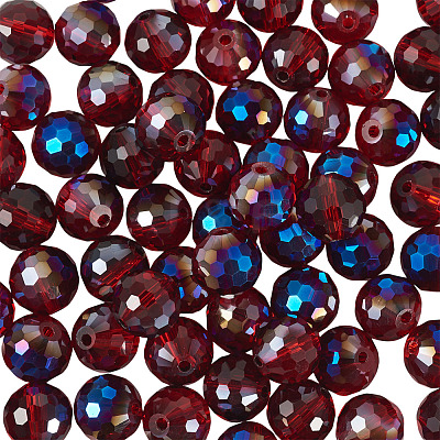 80Pcs Half Rainbow Plated Glass Beads EGLA-TA0013-04B-1