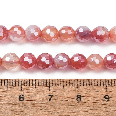 Electroplated Natural Agate Beads Strands G-B191-A07-6mm-15-1