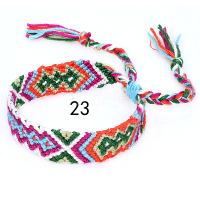 Cotton Braided Rhombus Pattern Cord Bracelet FIND-PW0013-003A-23-1