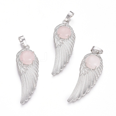 Natural Rose Quartz Pendants G-L512-P12-1