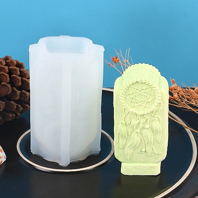 Woven Net/Web with Feather Tablet Scented Candle Food Grade Silicone Molds PW-WG98076-01-1