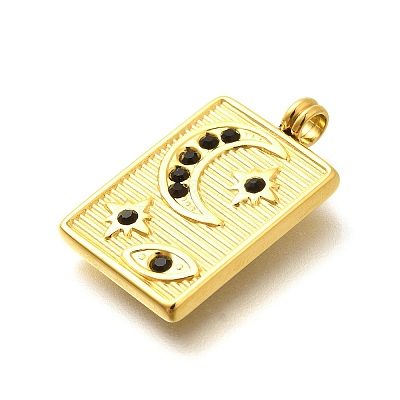 304 Stainless Steel Rhinestone Pendants STAS-M109-14G-1
