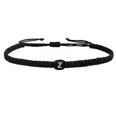 Adjustable Handmade Woven Waxed Cord Braided Bracelets with Acrylic Letter Beads OI4298-26-1