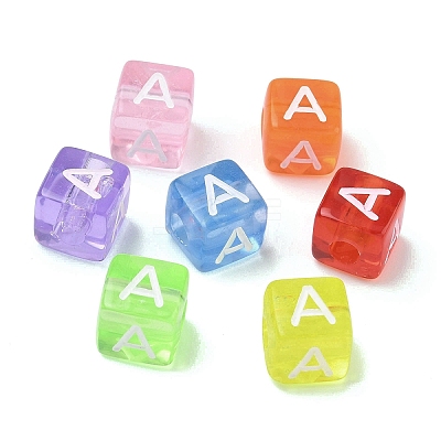 Spray Painted Transparent Acrylic Beads MACR-K365-07A-1