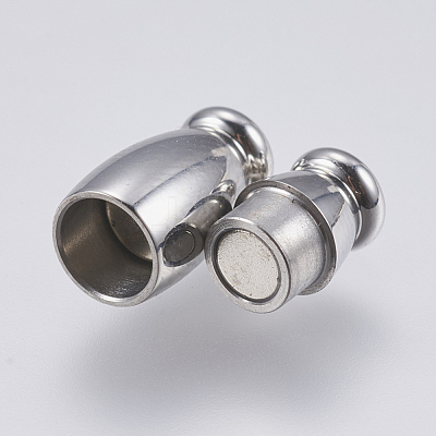 Tarnish Resistant 304 Stainless Steel Magnetic Clasps with Glue-in Ends STAS-O114-018P-1