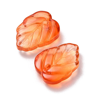 Autumn Theme Two-Tone Transparent Glass Charms GLAA-YW0001-53C-1