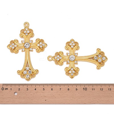 Alloy Rhinestone Cross Big Pendants ALRI-1475-G-RS-1