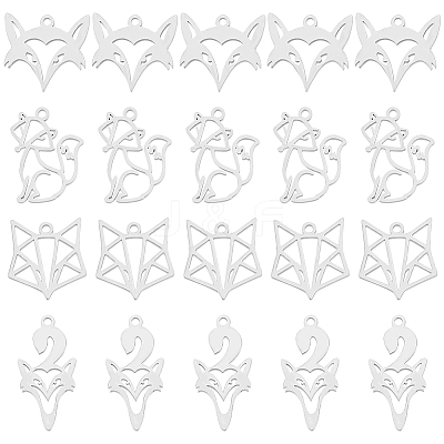 32Pcs 4 Style 201 Stainless Steel Pendants STAS-DC0010-70-1