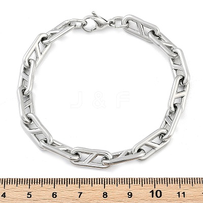 304 Stainless Steel Oval Link  Chain Bracelets for Women Men BJEW-F488-49B-P-1