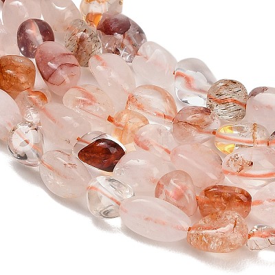 Natural Red Hematoid Quartz/Ferruginous Quartz Beads Strands GG-CBAC61B-B04-02-1