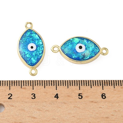 Brass Synthetic Opal Evil Eye Connector Charms G-P579-01B-G-1