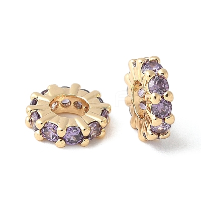 Brass Micro Pave Cubic Zirconia Beads KK-A253-11G-01-1