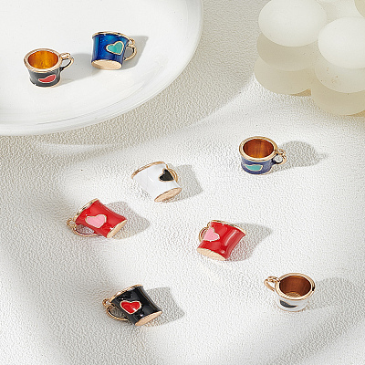 8Pcs 4 Colors Alloy Enamel Pendants ENAM-LP0001-36-1