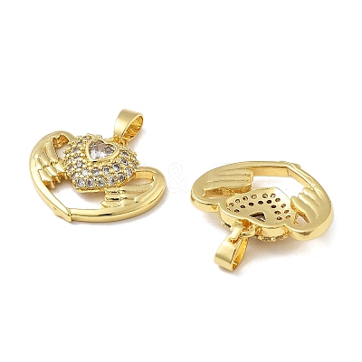 Heart Wings Brass Micro Pave Cubic Zirconia Pendants KK-M325-16C-G-1