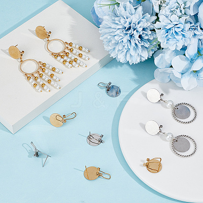 12Pcs 2 Colors 304 Stainless Steel Stud Earring Findings STAS-SP0001-89A-1