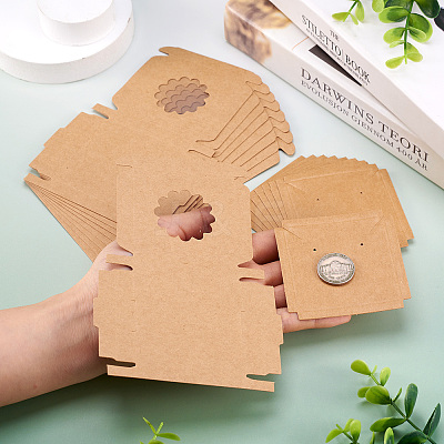 Square Kraft Paper Jewelry Storage Boxes CON-TAC0001-04A-1