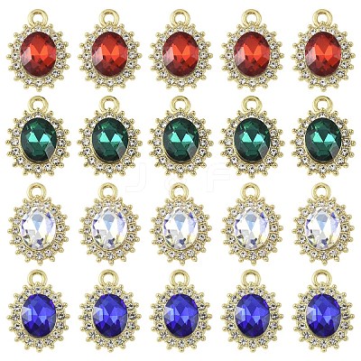 10Pcs Alloy Rhinestone Pendants ALRI-YW0001-25A-1