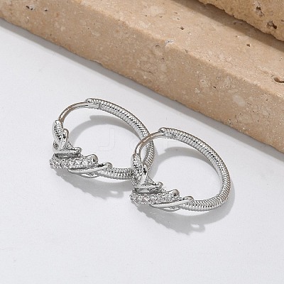 Brass Clear Cubic Zirconia Hoop Earrings EJEW-Q014-14P-1