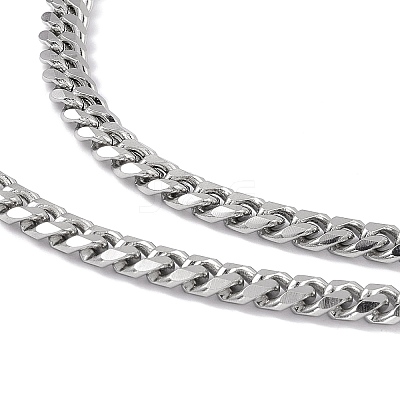 Non-Tarnish 201 Stainless Steel Cuban Link Chain Necklace with 304 Stainless Steel Clasps for Men Women NJEW-M194-01A-P-1