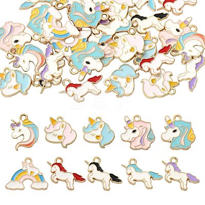 40Pcs 10 Style Alloy Enamel Pendants ENAM-SZ0002-55-1