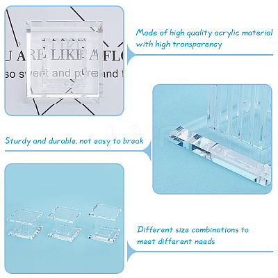 3Pcs 3 Sizes Square Acrylic Jewelry Display Pedestals ODIS-WH0038-170A-1
