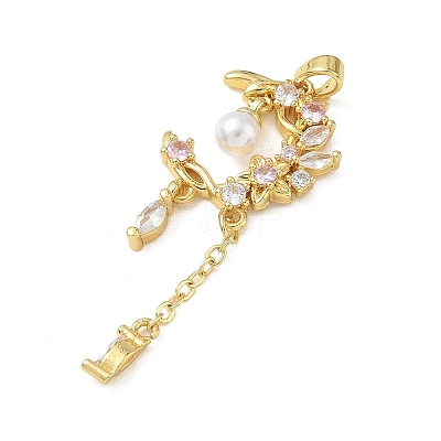 Brass Micro Pave Pink Cubic Zirconia Pendants CU-CBA8C34-09G-1
