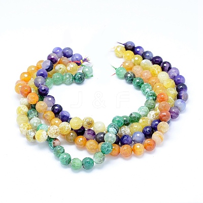 Faceted Natural Agate Beads Strands G-F559-05-12mm-1
