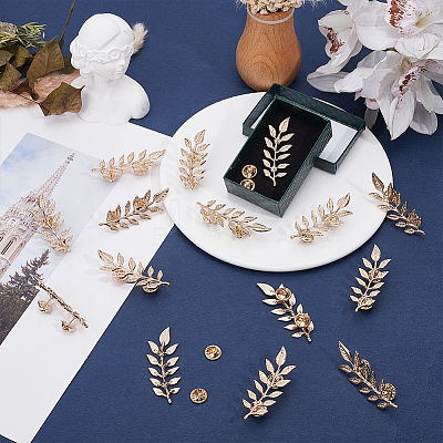 8 Pairs Leaf Alloy Lapel Pin Backs for Backpack Clothes JEWB-HY0001-51G-1