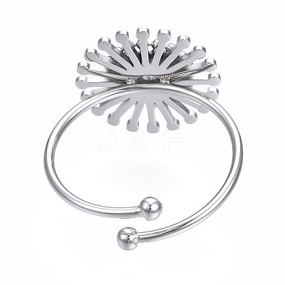 Non-Tarnish 304 Stainless Steel Open Cuff Finger Ring Cabochon Settings STAS-T060-14P-1
