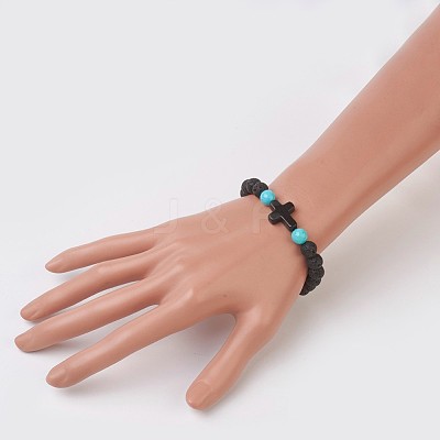 Synthetic Turquoise(Dyed) Beads Stretch Bracelets BJEW-JB03710-01-1