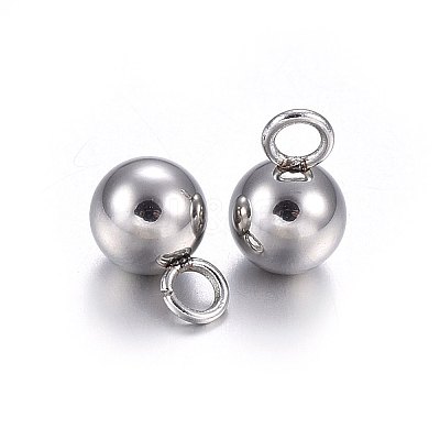 Tarnish Resistant 304 Stainless Steel Sphere Charms X-STAS-O107-04P-A-1