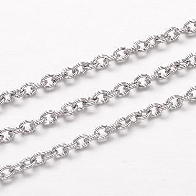 Tarnish Resistant 304 Stainless Steel Cable Chains CHS-K004-07P-0.6mm-1