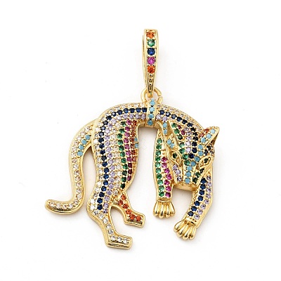Rack Plating Brass Micro Pave Cubic Zirconia Pendants ZIRC-F129-35A-G-1