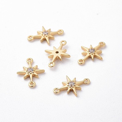 Brass Micro Pave Cubic Zirconia Links X-ZIRC-F081-20G-1
